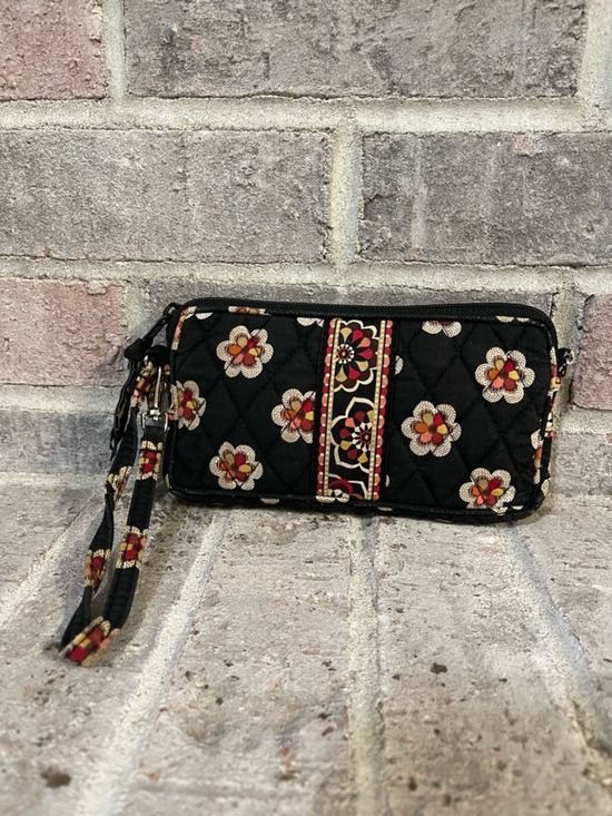 Vera Bradley Handbags - Vera Bradley Black Quilted Floral Wristlet with Red and Cream Accents